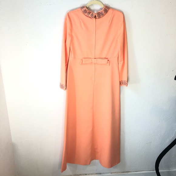 Long evening gown dress modest style peach pink - Picture 10 of 10
